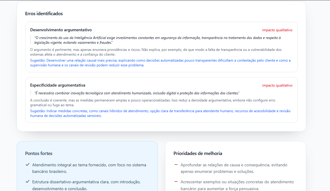 Tela real de erros identificados e sugestões práticas do Editaly